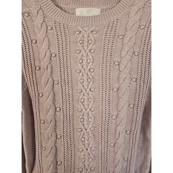 Rachel Parcell Dusty Pink Cable Knit Peplum Sweater Sz M Long Sleeve Feminine - Picture 4 of 4